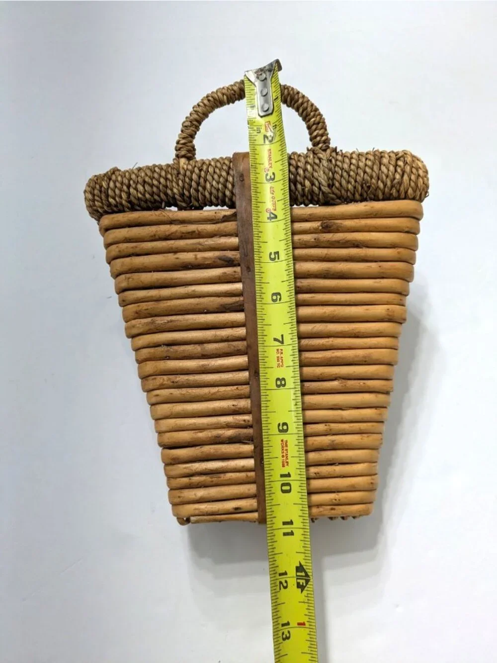 Vintage Bamboo Wall Hanging Planter Basket Set of 2 Cone Shaped 12